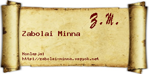 Zabolai Minna névjegykártya